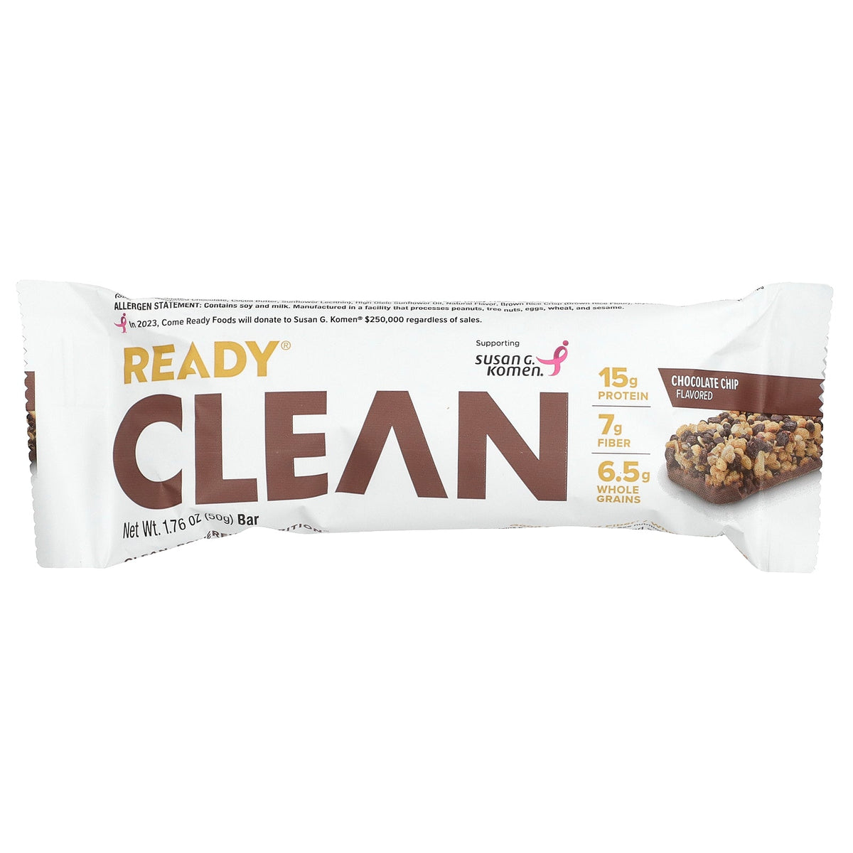 Ready, Clean Protein Bar, Chocolate Chip, 12 Bars, 1.76 oz (50 g) Each