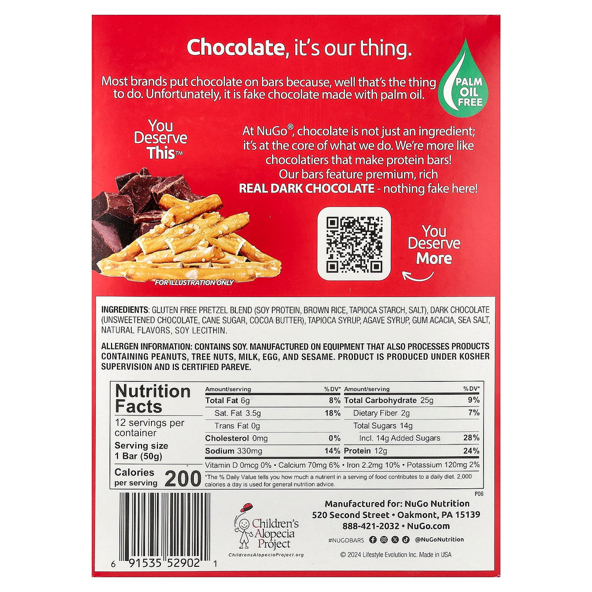 NuGo Nutrition, Dark®, Protein Bars, Chocolate Pretzel With Sea Salt, 12 Bars, 1.76 oz (50 g)