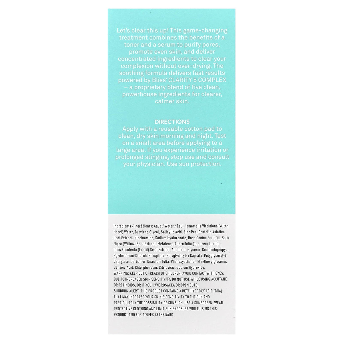 Bliss, Clear Genius™, Clarifying Toner + Serum, 4.3 fl oz (130 ml)