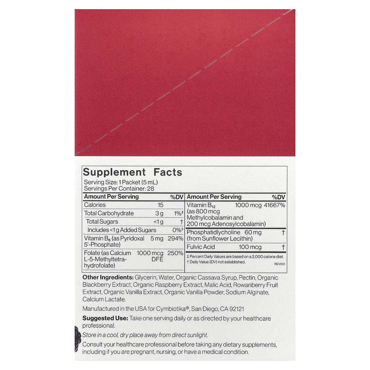 Cymbiotika, Liposomal Vitamin B12 + B6, Berry, 28 Liquid Packets, 0.17 fl oz (5 ml) Each