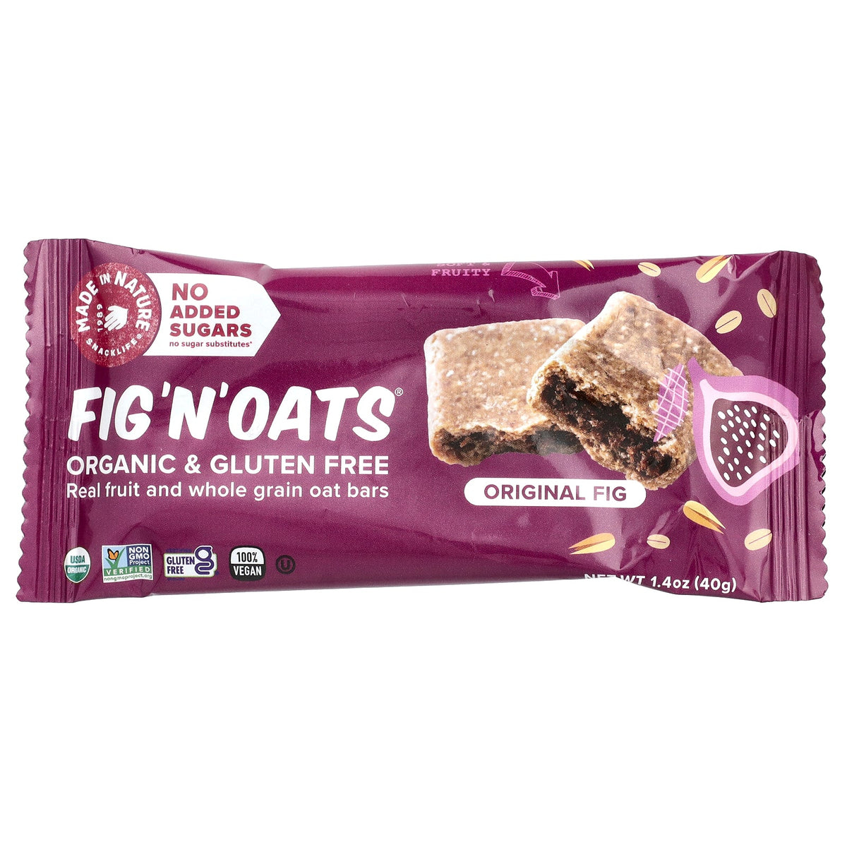 Made in Nature, Fig 'N' Oats®, Original Fig, 5 Individually Wrapped Bars, 1.4 oz (40 g) Each