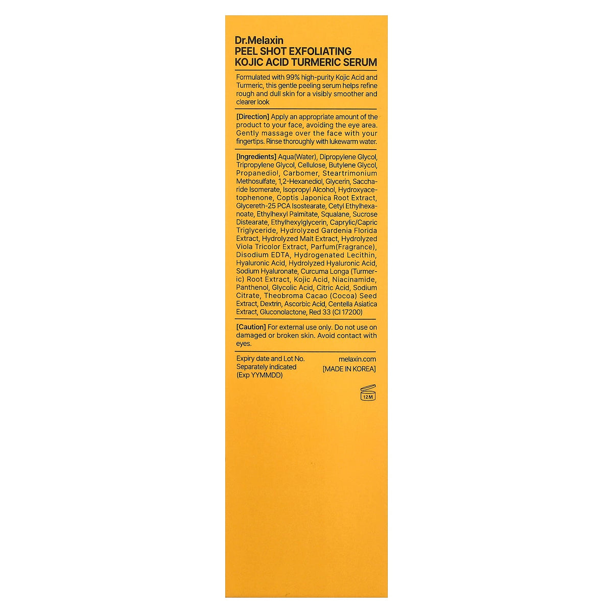 Dr.Melaxin, Peel Shot, Exfoliating Kojic Acid and Turmeric Serum, For All Skin Types, 2.7 fl oz (80 ml)
