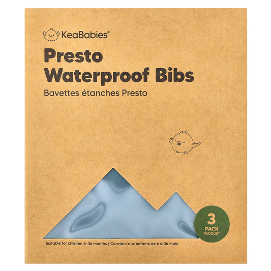 KeaBabies, Presto Waterproof Bibs, 6-36 Months, Slate, 3 Pack