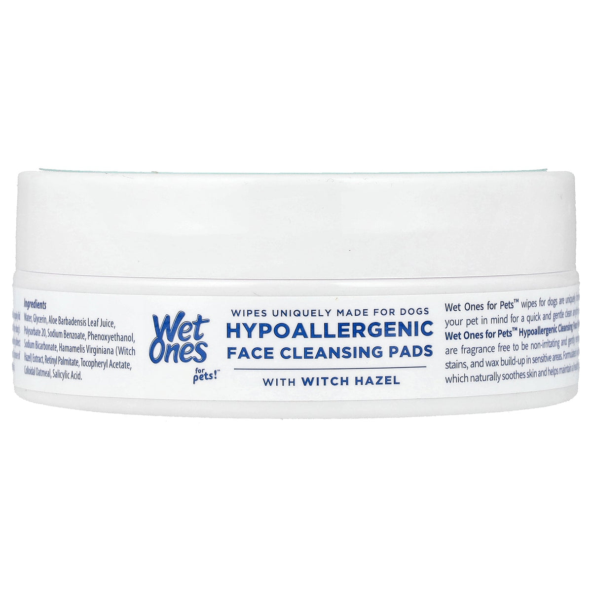 Wet Ones, For Pets!™, Hypoallergenic Face Cleansing Pads With Witch Hazel, For Dogs, Fragrance Free, 50 Wipes