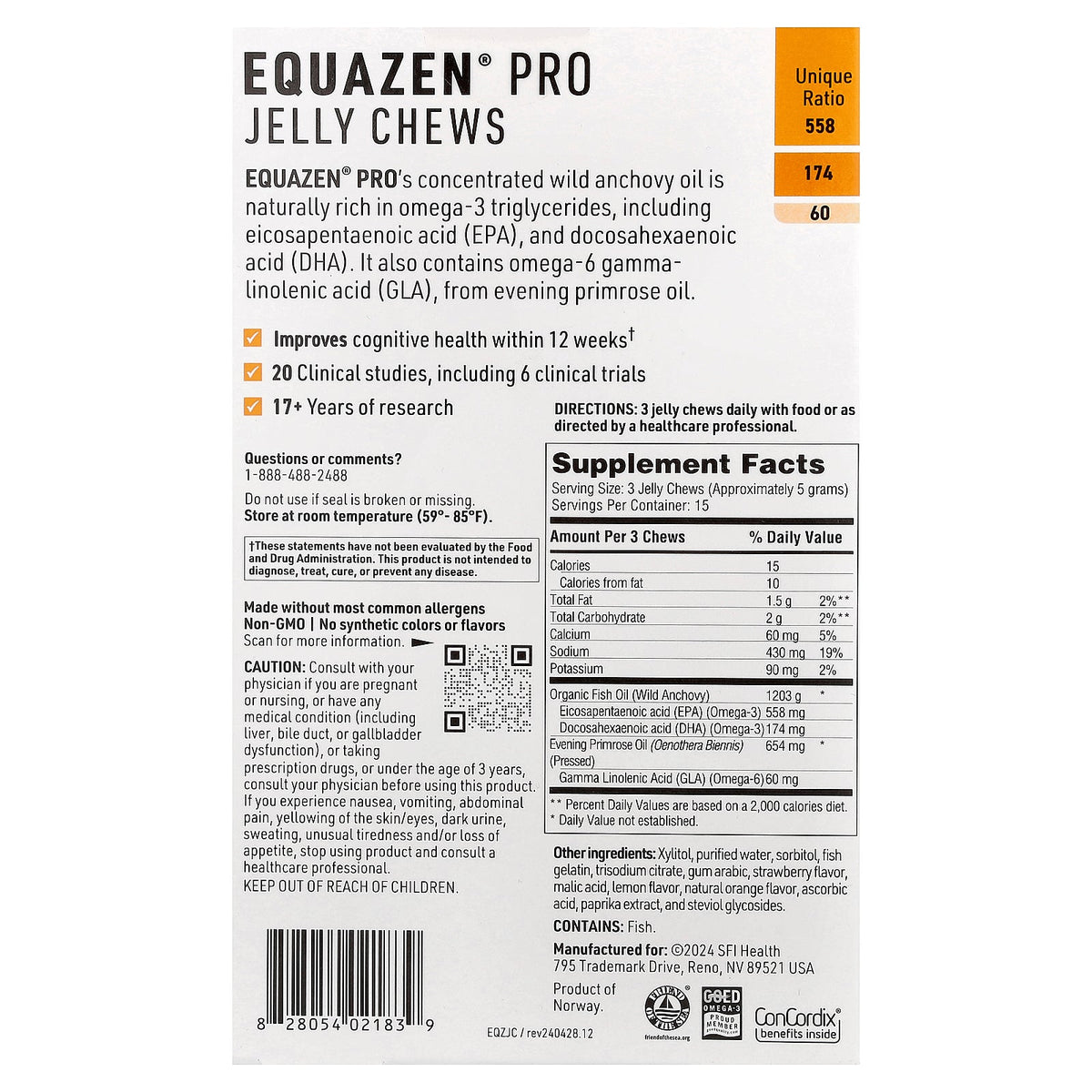 SFI Health, Equazen® Pro, 3+ Yrs, Natural Fruit, 45 Jelly Chews