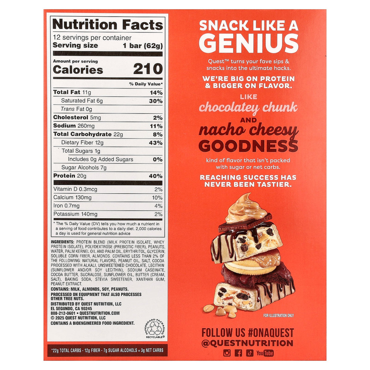 Quest Nutrition, Overload Protein Bar, Nutty By Nature, 12 Bars, 2.19 oz (62 g) Each