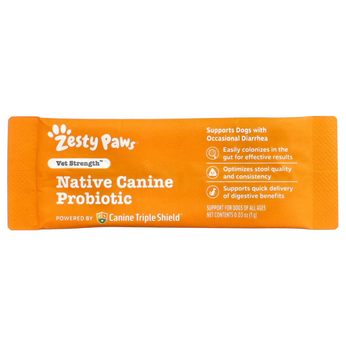 Zesty Paws, Vet Strength™, Native Canine Probiotic Powder, For Dogs, All Ages, 30 Packets, 0.03 oz (1 g) Each