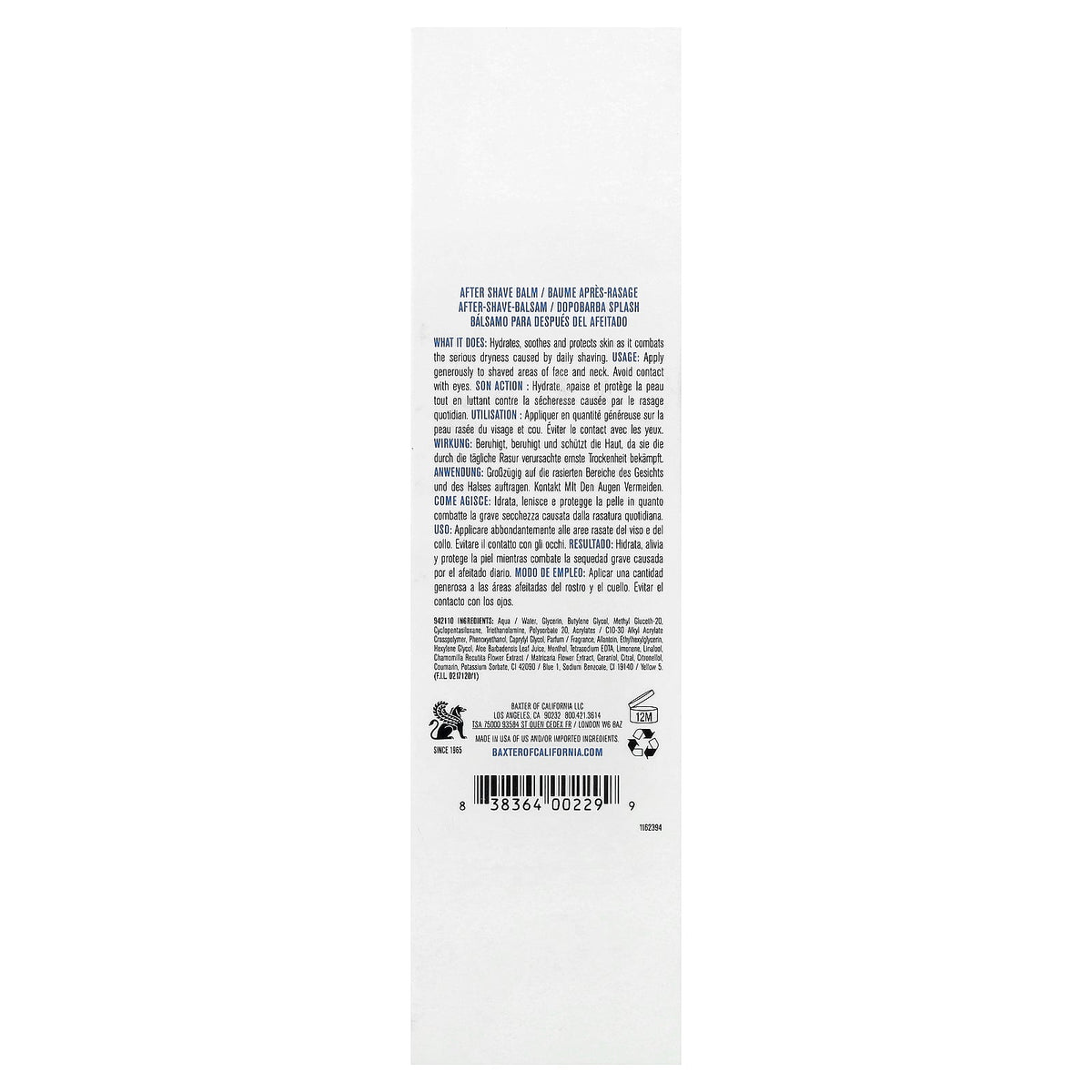 Baxter of California, After Shave Balm, All Skin Types, 4 fl oz (120 ml)