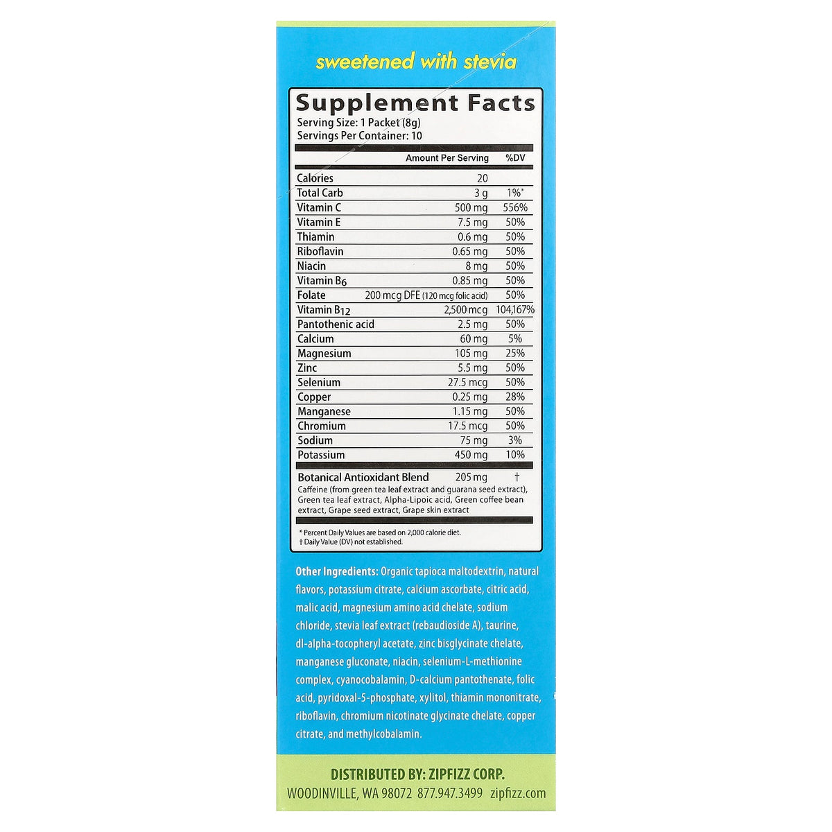 Zipfizz, Energy Drink Mix, Prickly Pear, 10 Packets, 0.28 oz (8 g) Each