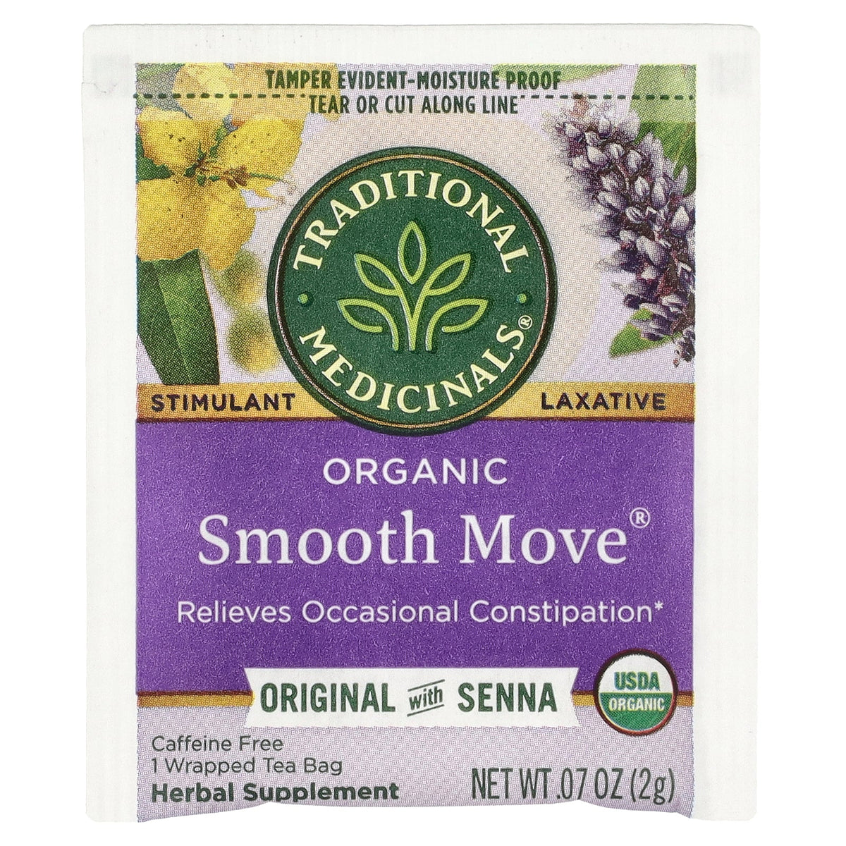 Traditional Medicinals, Organic Smooth Move®, Original with Senna, Caffeine Free, 48 Wrapped Tea Bags, 3.38 oz (96 g)