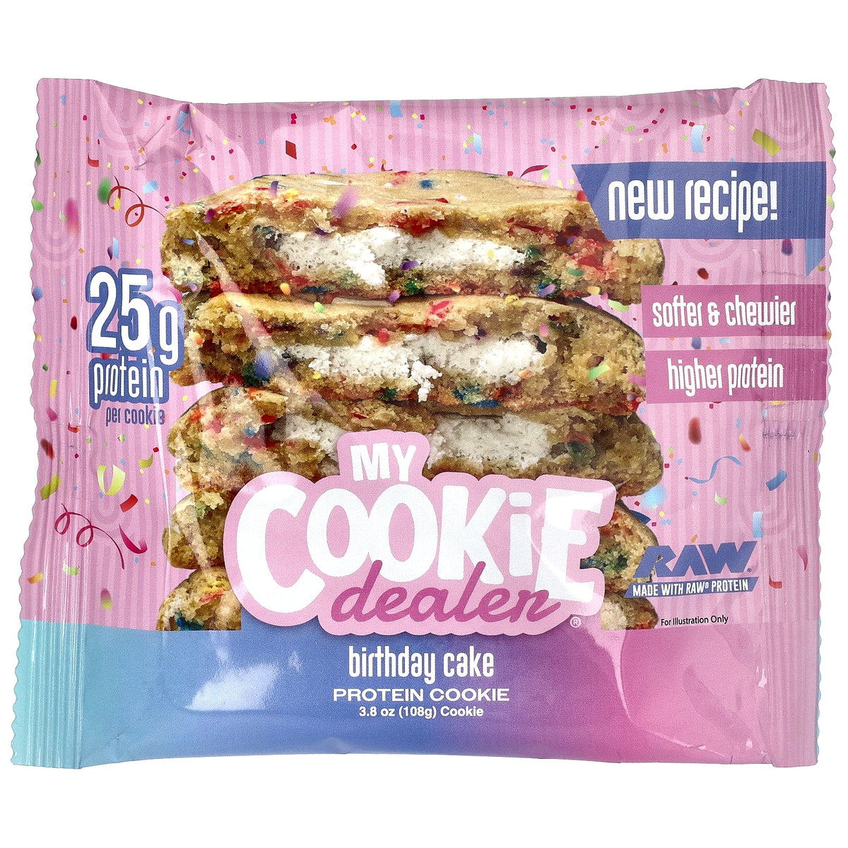 My Cookie Dealer Protein, Protein Cookie, Birthday Cake, 12 Cookies, 3.8 oz (108 g) Each