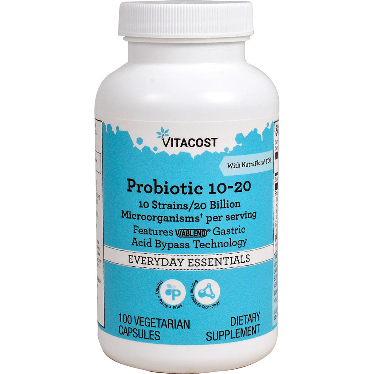 Vitacost, Probiotic 10-20 With NutraFlora® FOS, 100 Vegetarian Capsules