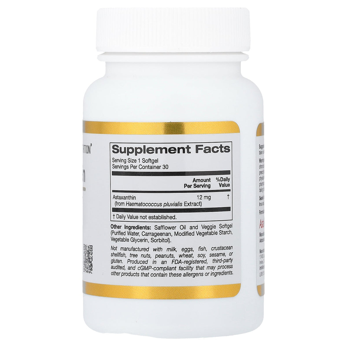 California Gold Nutrition, Astaxanthin, Astalif® Pure Icelandic, 12 mg, 30 Veggie Softgels