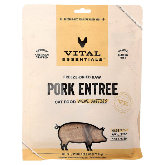 Vital Essentials, Freeze-Dried Raw Cat Food, Pork Entree, 8 oz (226.8 g)