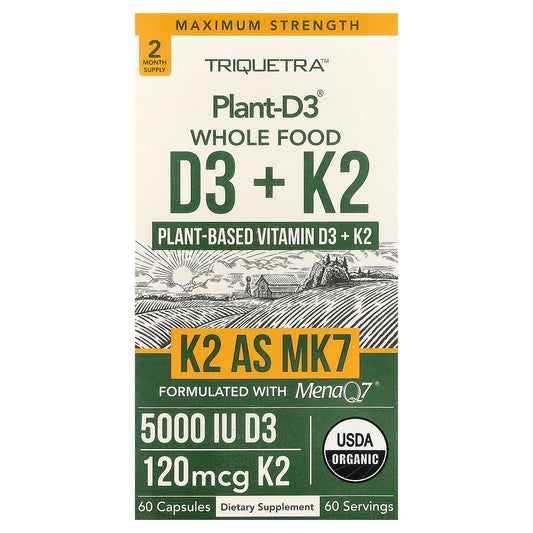 Triquetra, Plant-D3® Whole Food D3 + K2, 60 Capsules