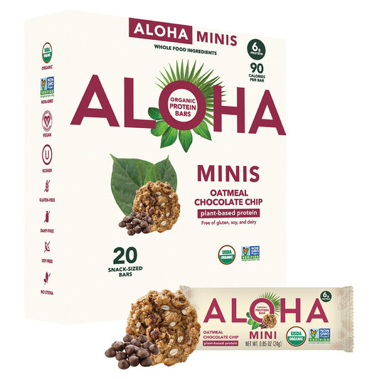 Aloha, Organic Protein Mini Bars, Oatmeal Chocolate Chip, 20 Bars, 0.85 oz (24 g) Each