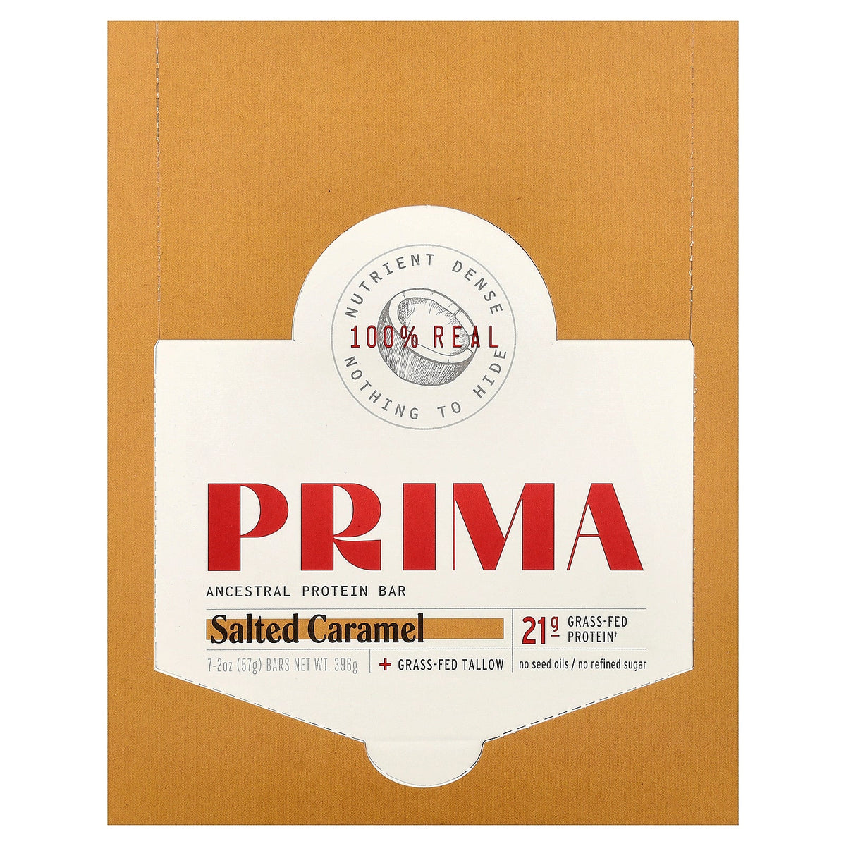Prima, Ancestral Protein Bar, Salted Caramel, 7 Bars, 2 oz (57 g) Each