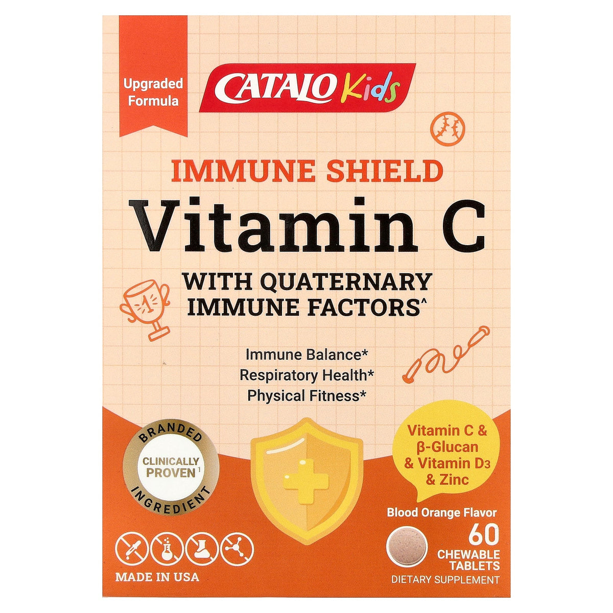 CATALO, Kids Vitamin C, Blood Orange, 60 Chewable Tablets