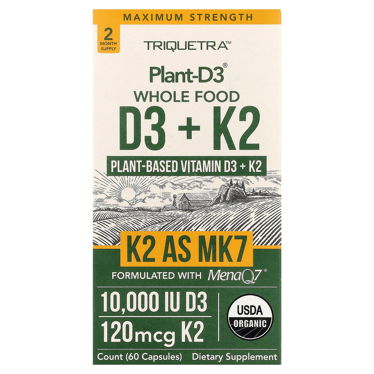 Triquetra, Plant-D3® Whole Food D3 + K2, 60 Capsules