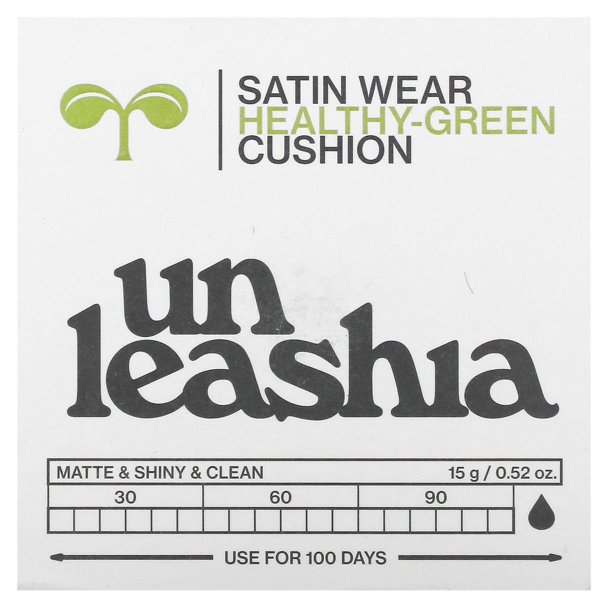 Unleashia, Satin Wear Healthy-Green Cushion, SPF30/PA++, 21N Eburnean, 0.52 oz (15 g)