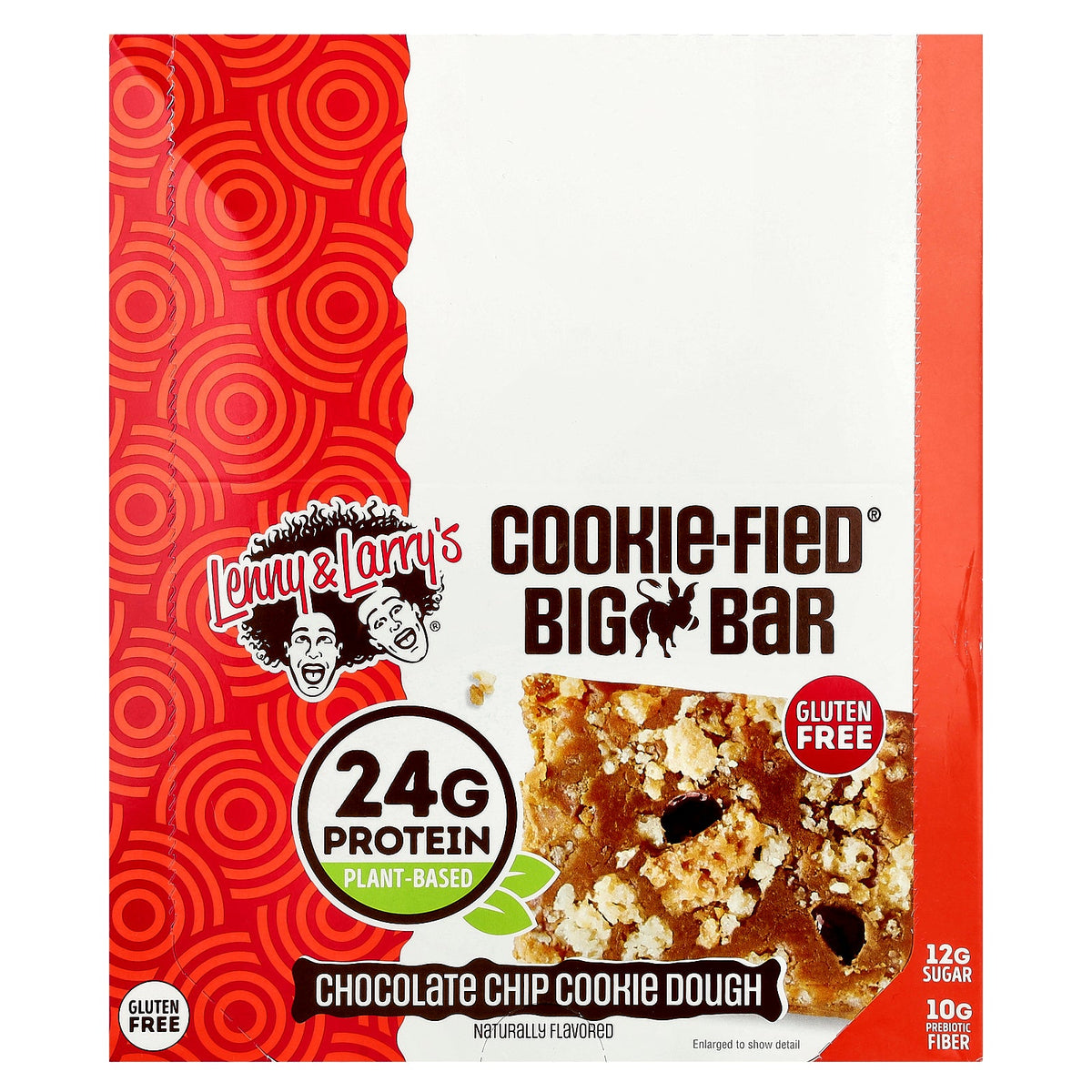 Lenny & Larry's, Cookie-Fied® Big Bar, Chocolate Chip Cookie Dough, 12 Bars, 3.17 oz (90 g) Each