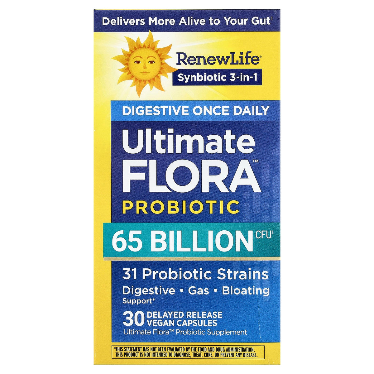 Renew Life, Ultimate Flora™,  Digestive Once Daily Probiotic, 30 Delayed Release Vegan Capsules