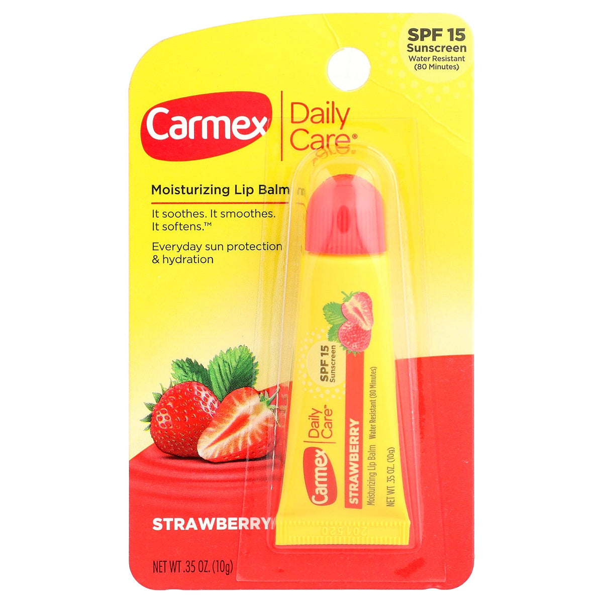 Carmex, Daily Care®, Moisturizing Lip Balm, SPF 15, Strawberry, 0.35 oz (10 g)