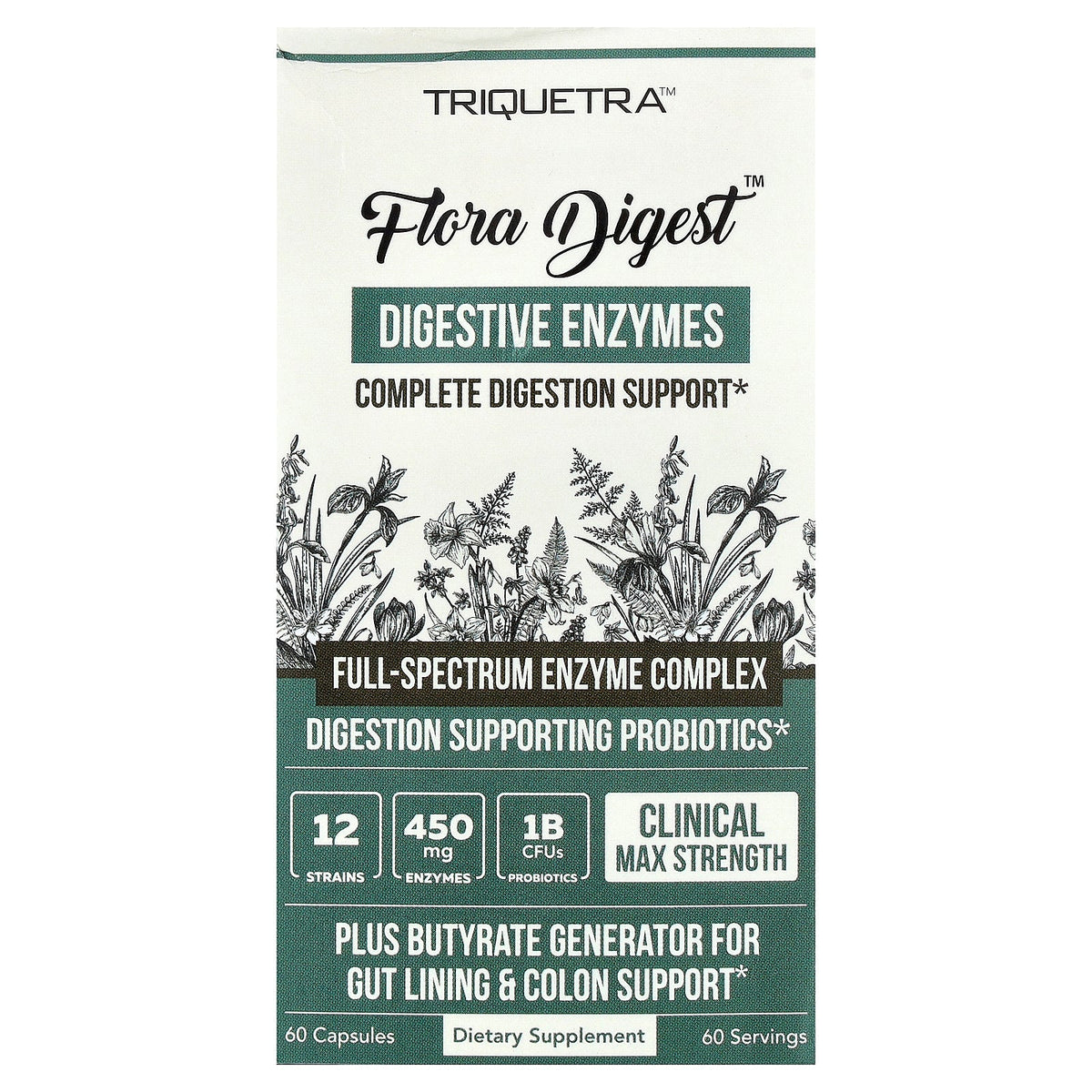 Triquetra, Flora Digest™ Digestive Enzymes, 60 Capsules
