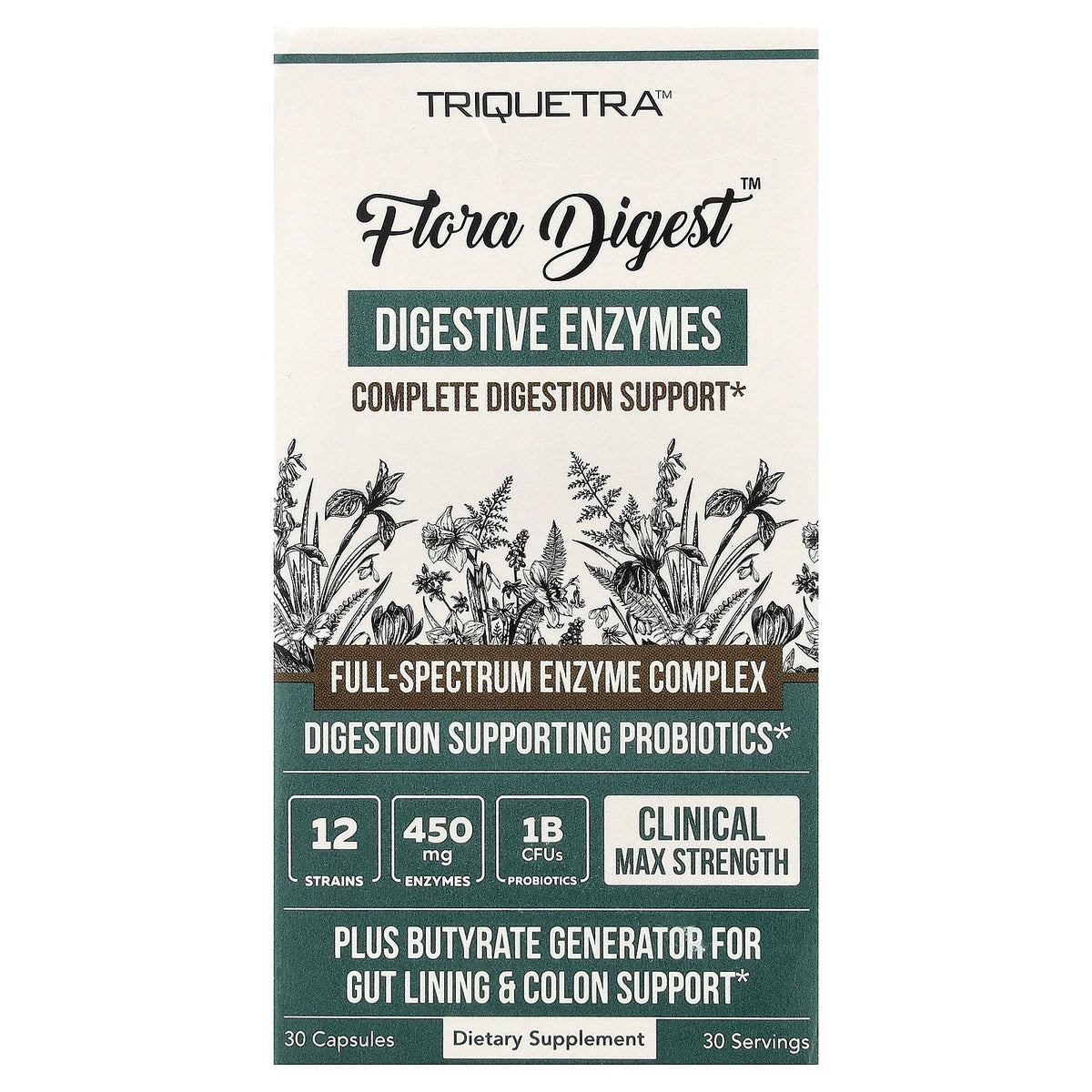 Triquetra, Flora Digest™ Digestive Enzymes, 30 Capsules