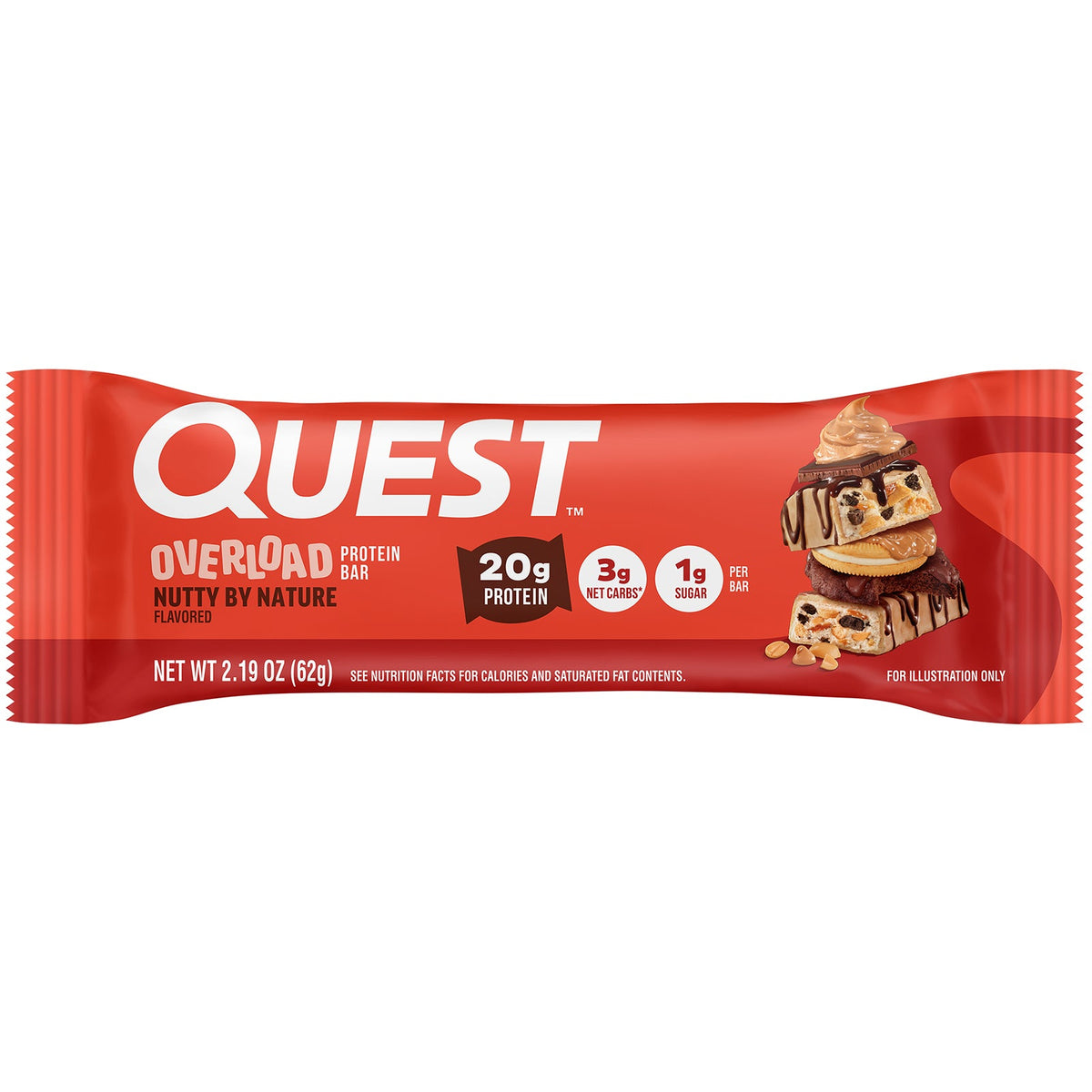 Quest Nutrition, Overload Protein Bar, Nutty By Nature, 12 Bars, 2.19 oz (62 g) Each