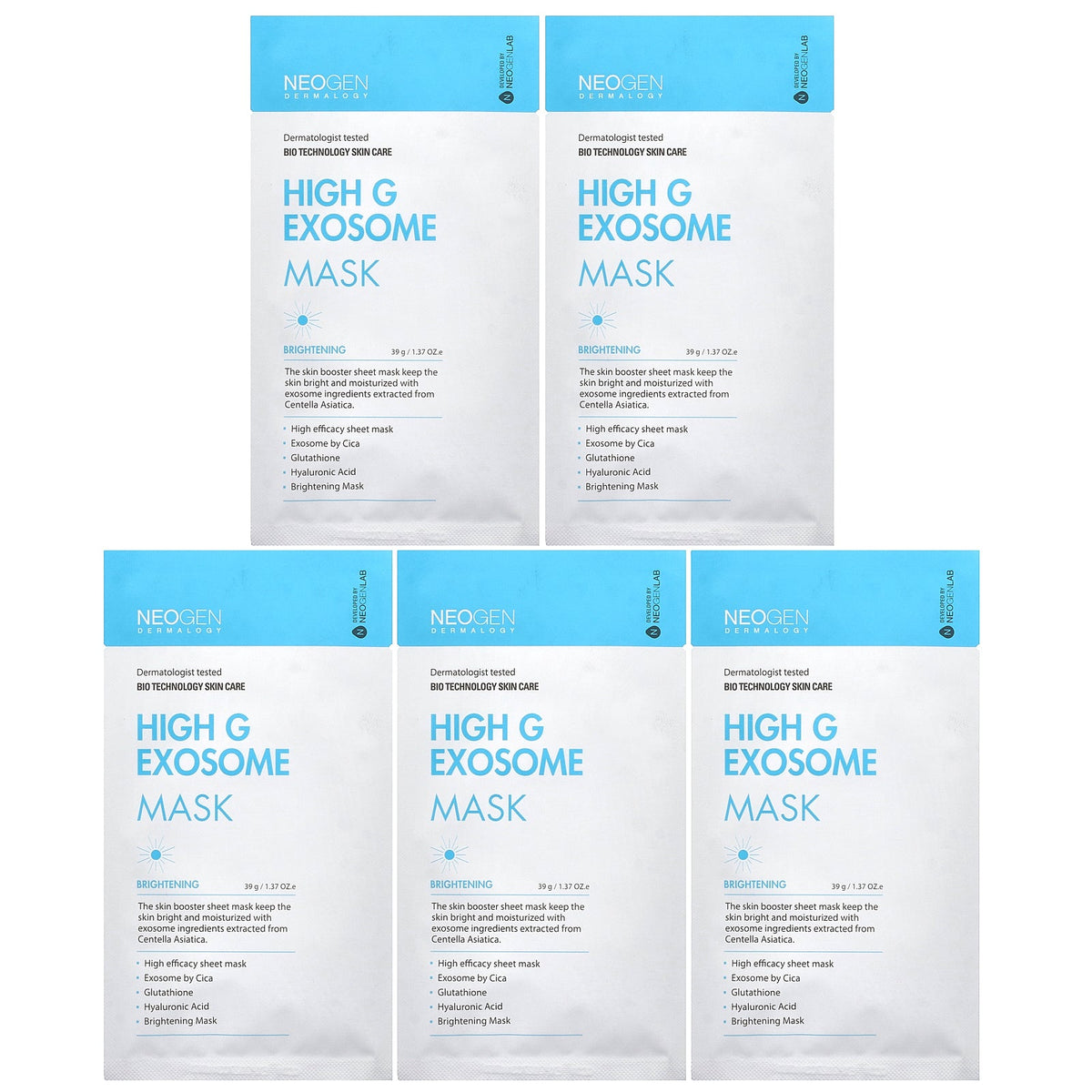 Neogen, High G Exosome Beauty Mask, Brightening, 5 Pack, 1.37 oz (39 g) Each