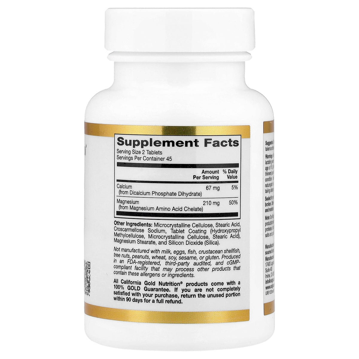 California Gold Nutrition, Magnesium Chelate with Calcium, 90 Tablets