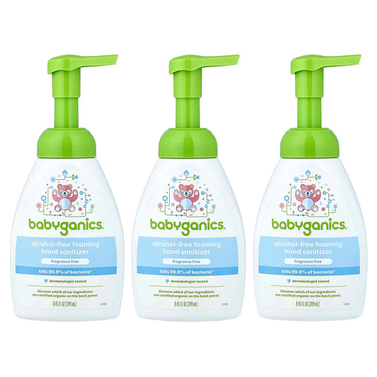 Babyganics, Alcohol-Free Foaming Hand Sanitizer, Fragrance Free, 3 Pack, 8.45 fl oz (249 ml) Each
