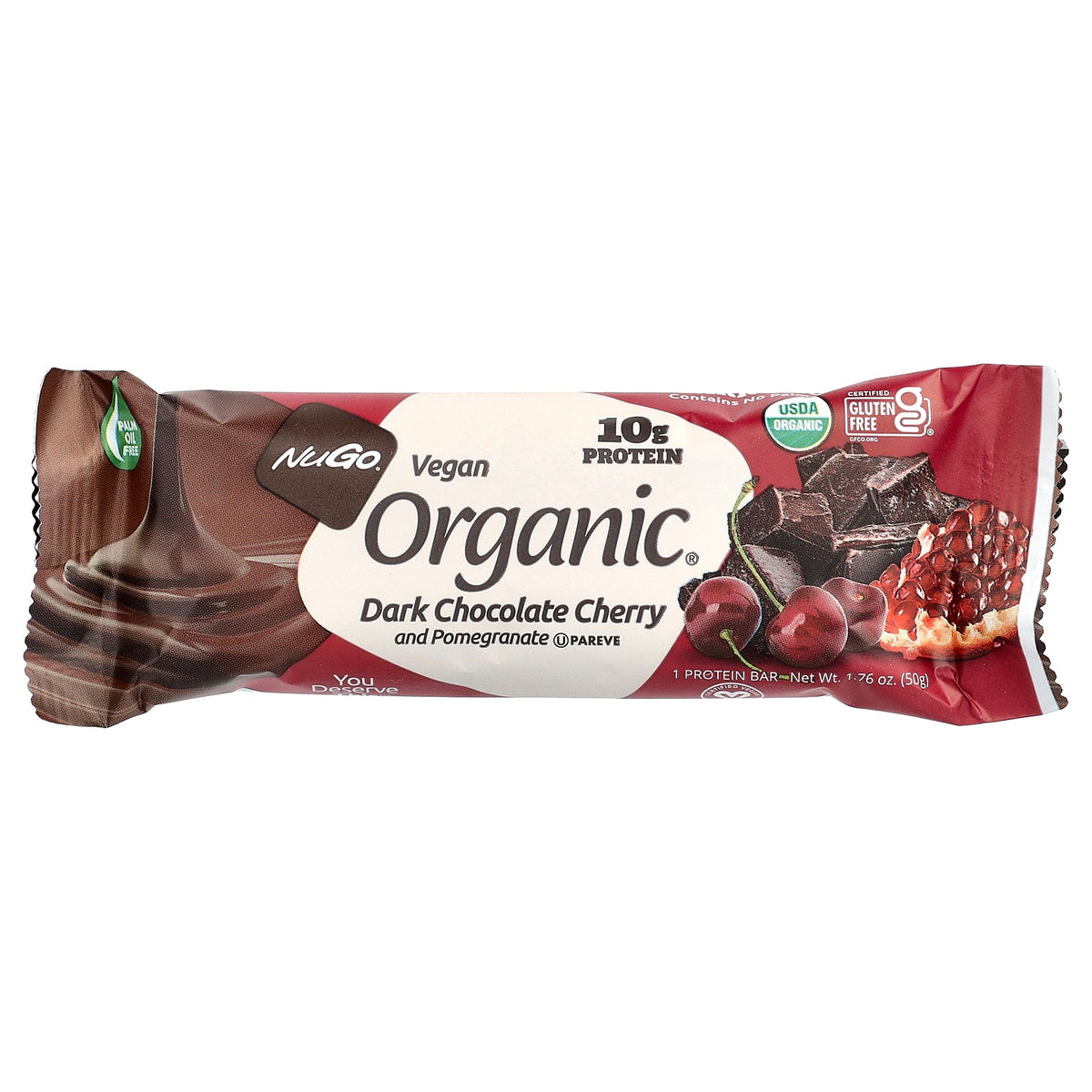 NuGo Nutrition, Organic® Protein Bars, Dark Chocolate Cherry and Pomegranate, 12 Bars, 1.76 oz (50 g) Each