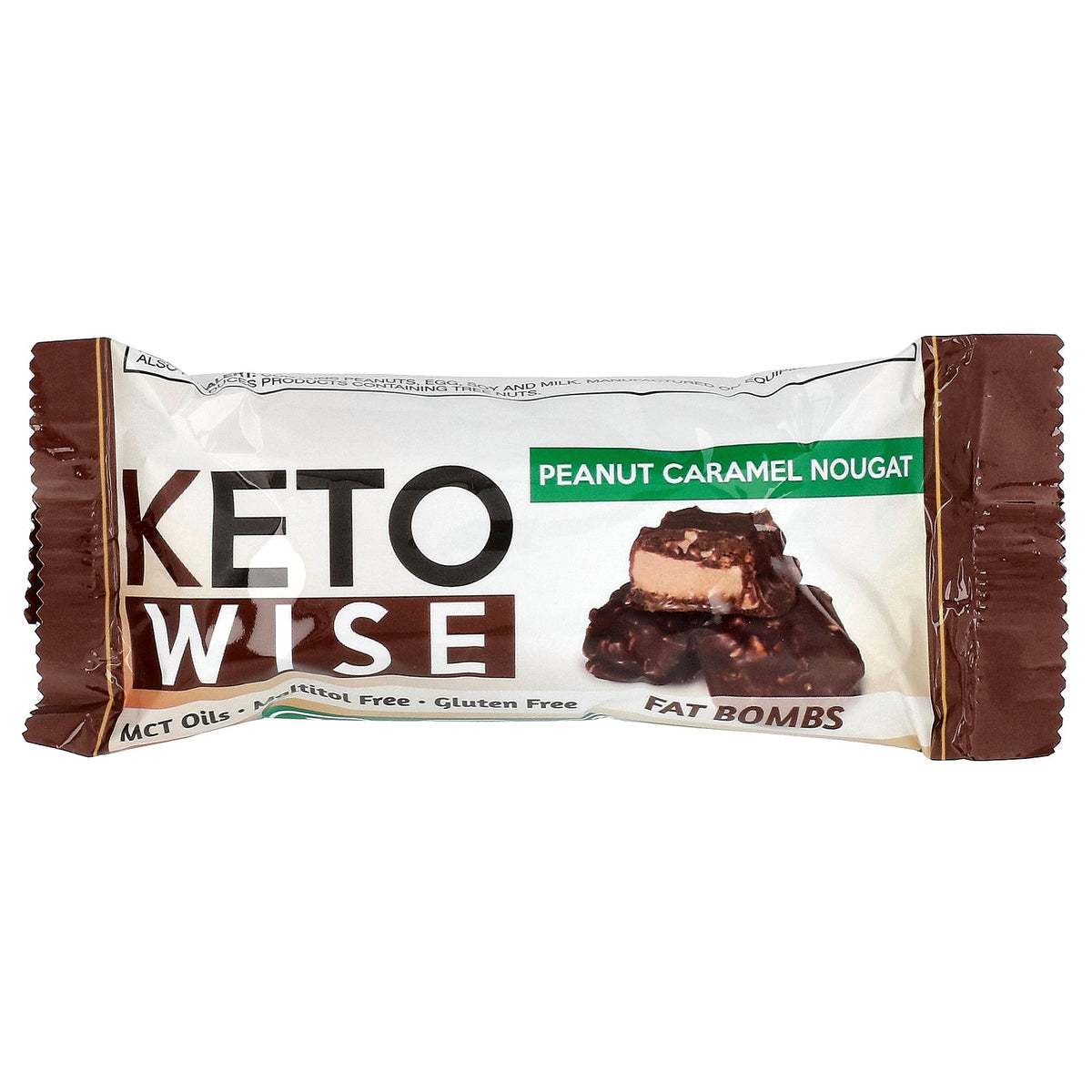 Keto Wise, Fat Bomb, Peanut Caramel Nougat, 16 Packs, 32 g Each