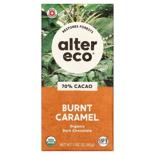 Alter Eco, Organic Dark Chocolate Bar, Burnt Caramel, 70% Cacao, 2.82 oz (80 g)