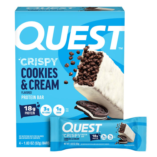 Quest Nutrition, Protein Bar, Crispy Cookies & Cream, 4  Bars, 1.83 oz (52 g) Each