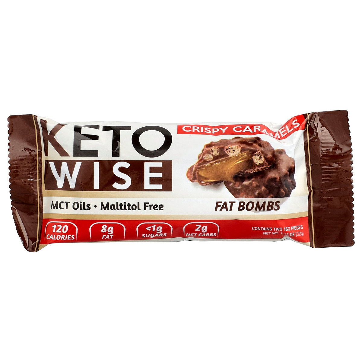 Keto Wise, Fat Bombs, Crispy Caramels, 16 Packs, 1.13 oz (32 g) Each