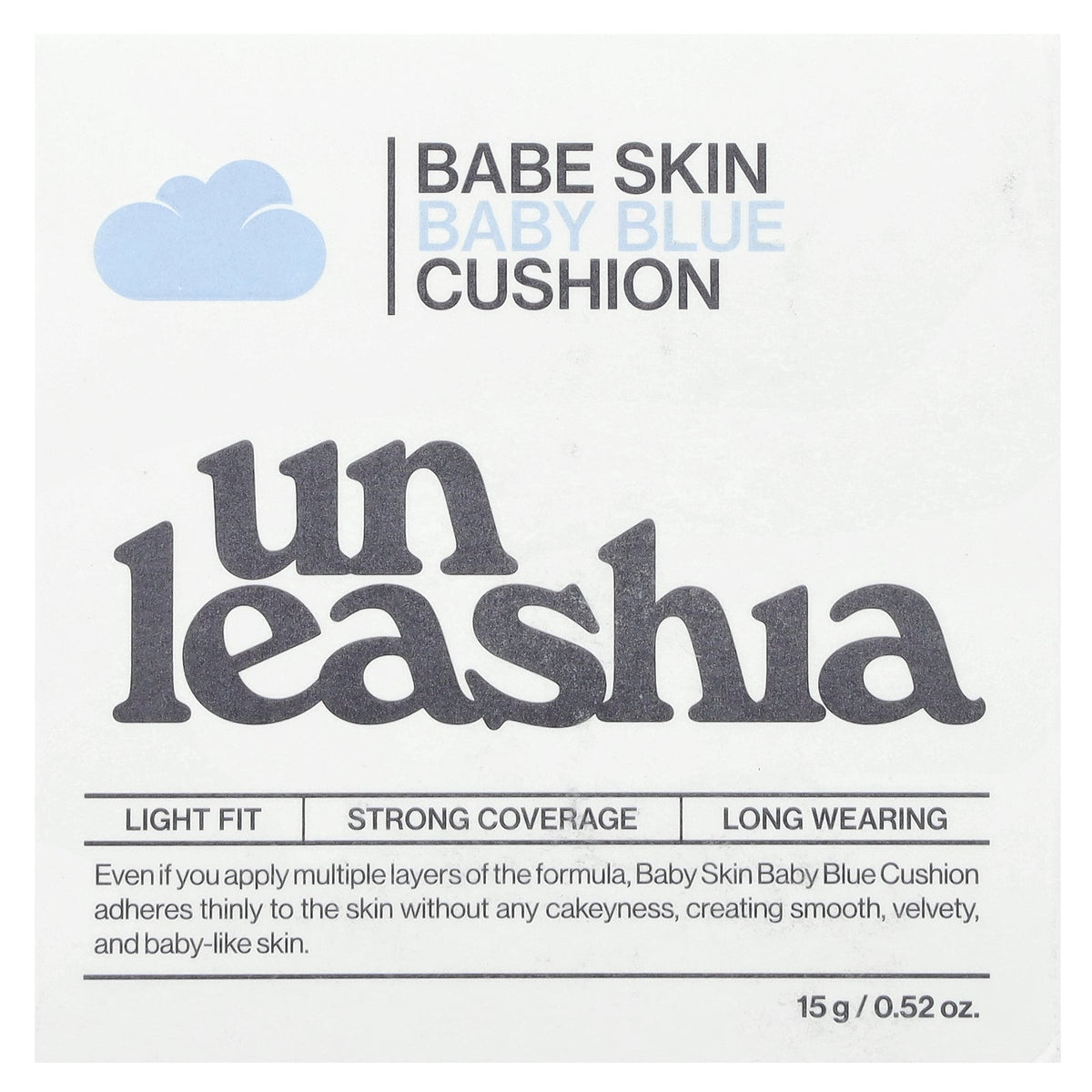 Unleashia, Babe Skin, Baby Blue Cushion, SPF40/PA++, 18N Pure, 0.52 oz (15 g)