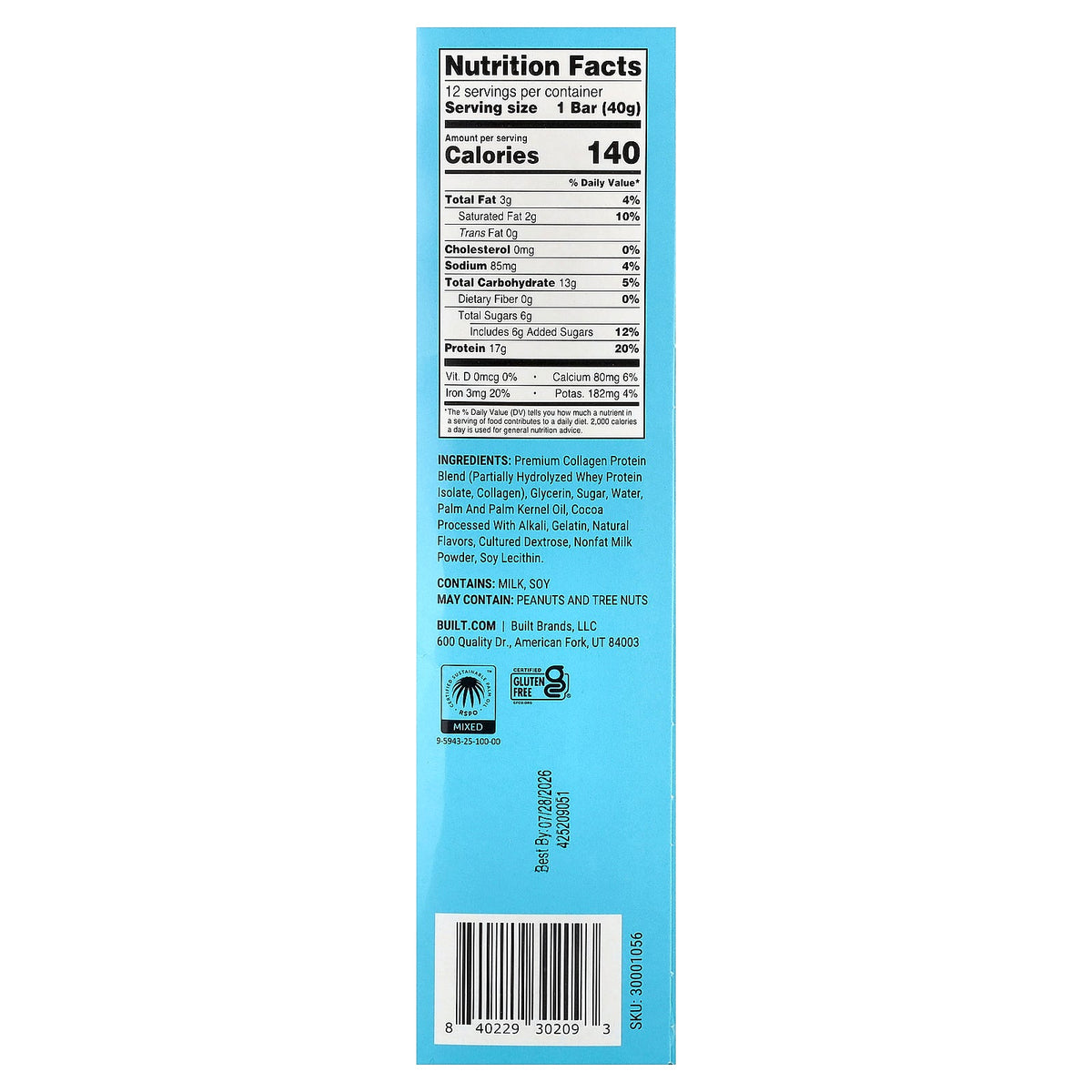 Built, Puff, Protein Bars, Coconut, 12 Bars, 1.41 oz (40 g) Each
