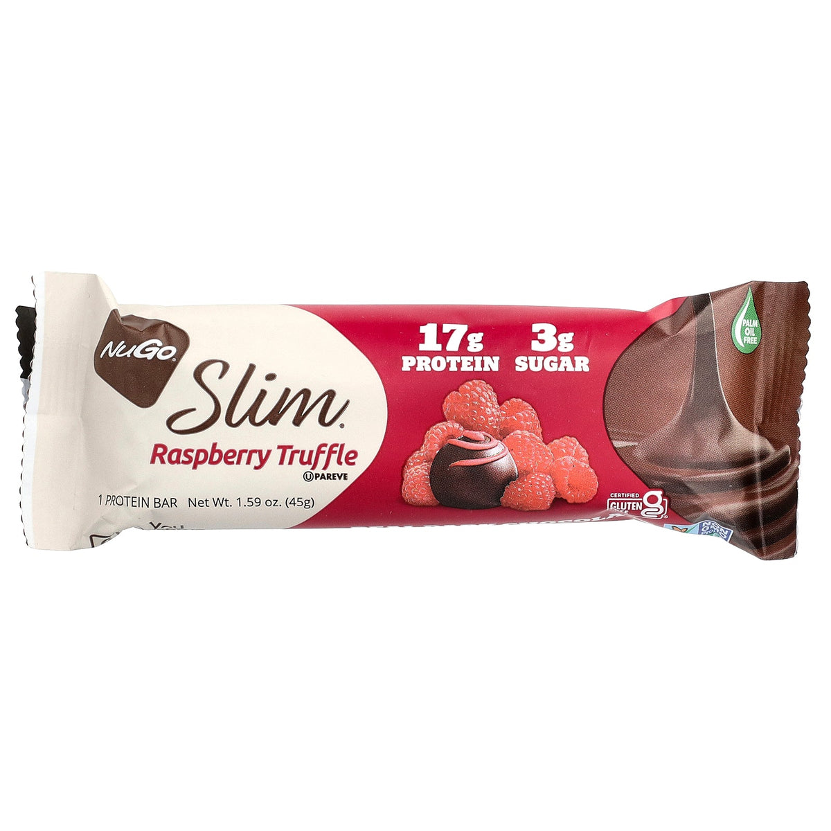 NuGo Nutrition, Slim®, Protein Bars, Raspberry Truffle, 12 Bars, 1.59 oz (45 g) Each