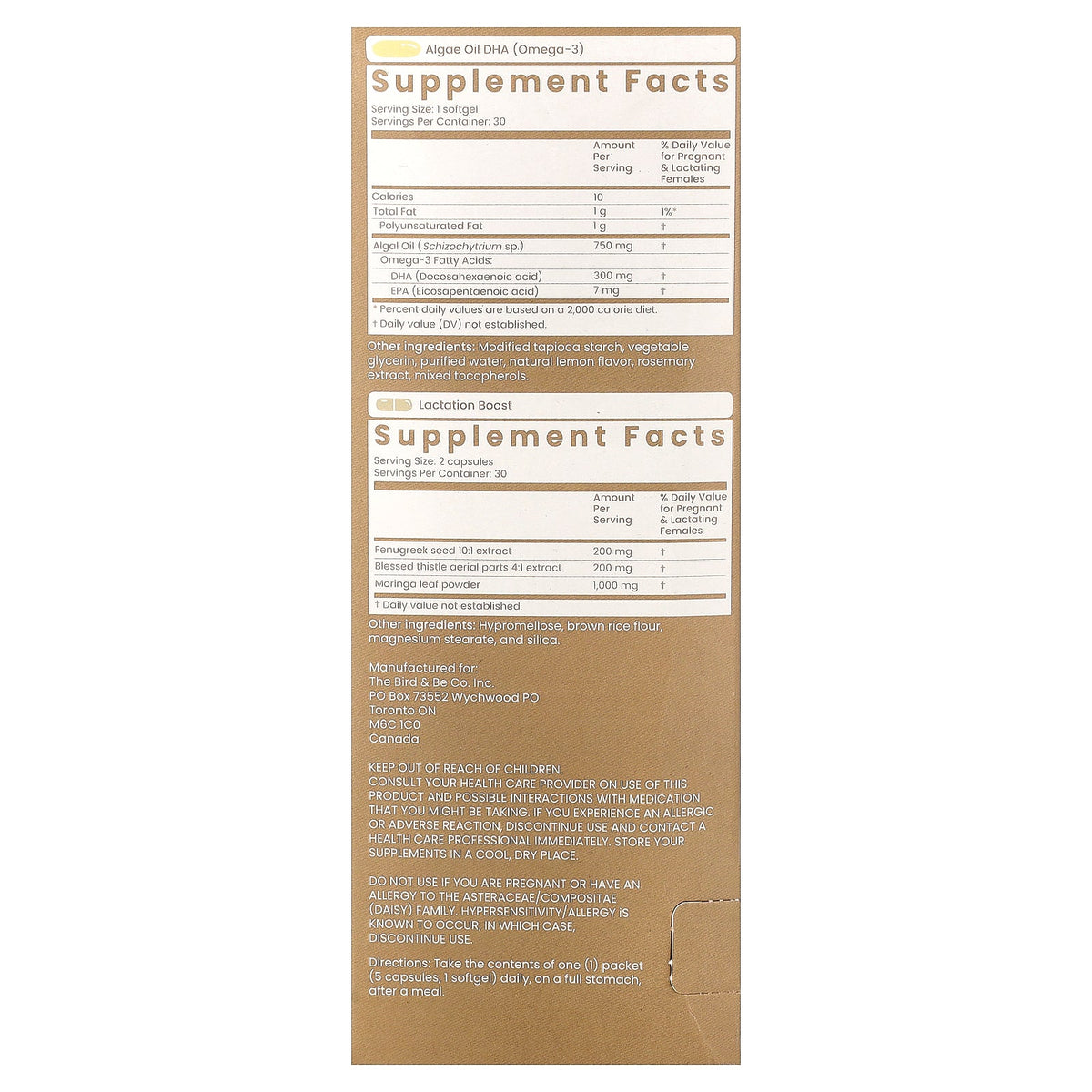 Bird&Be, Postpartum + Lactation Pack, 30 Vegan Packets