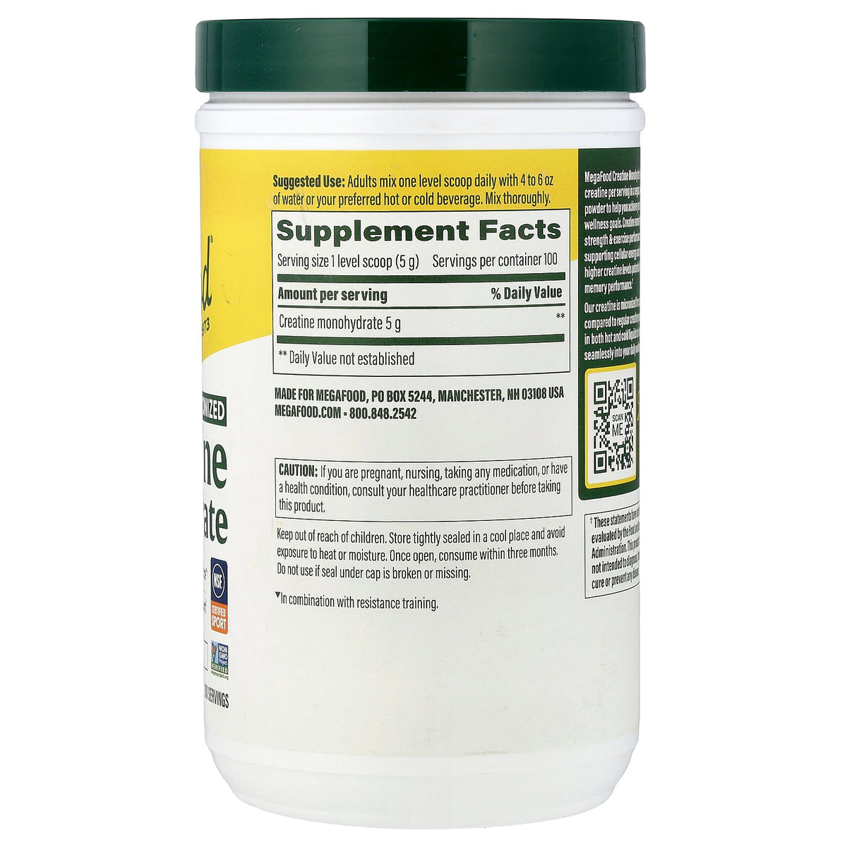 MegaFood, Micronized Creatine Monohydrate Powder, Unflavored, 17.6 oz (500 g)