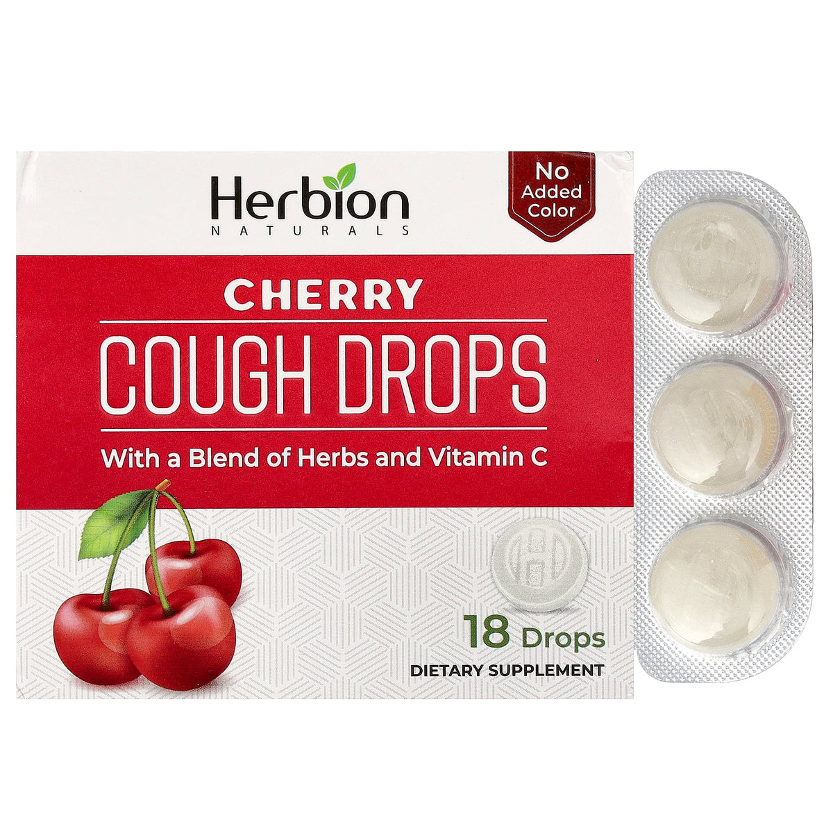 Herbion Naturals, Cough Drops, Cherry, 6 Packs, 18 Drops Each