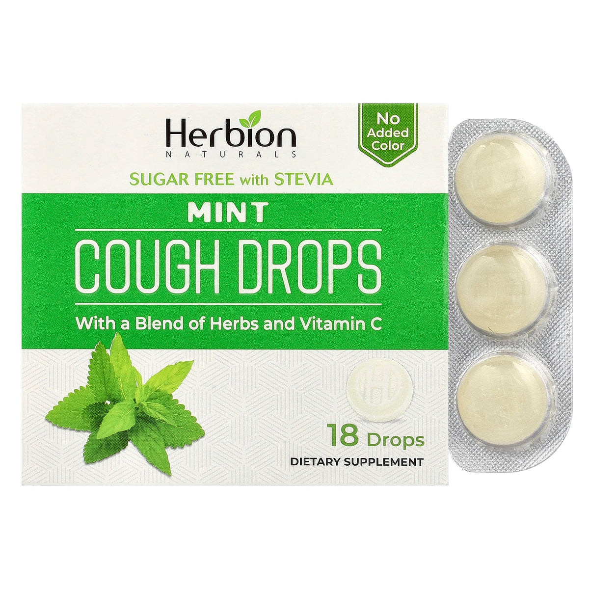 Herbion Naturals, Cough Drops, Mint, Sugar Free, 6 Packs, 18 Drops Each