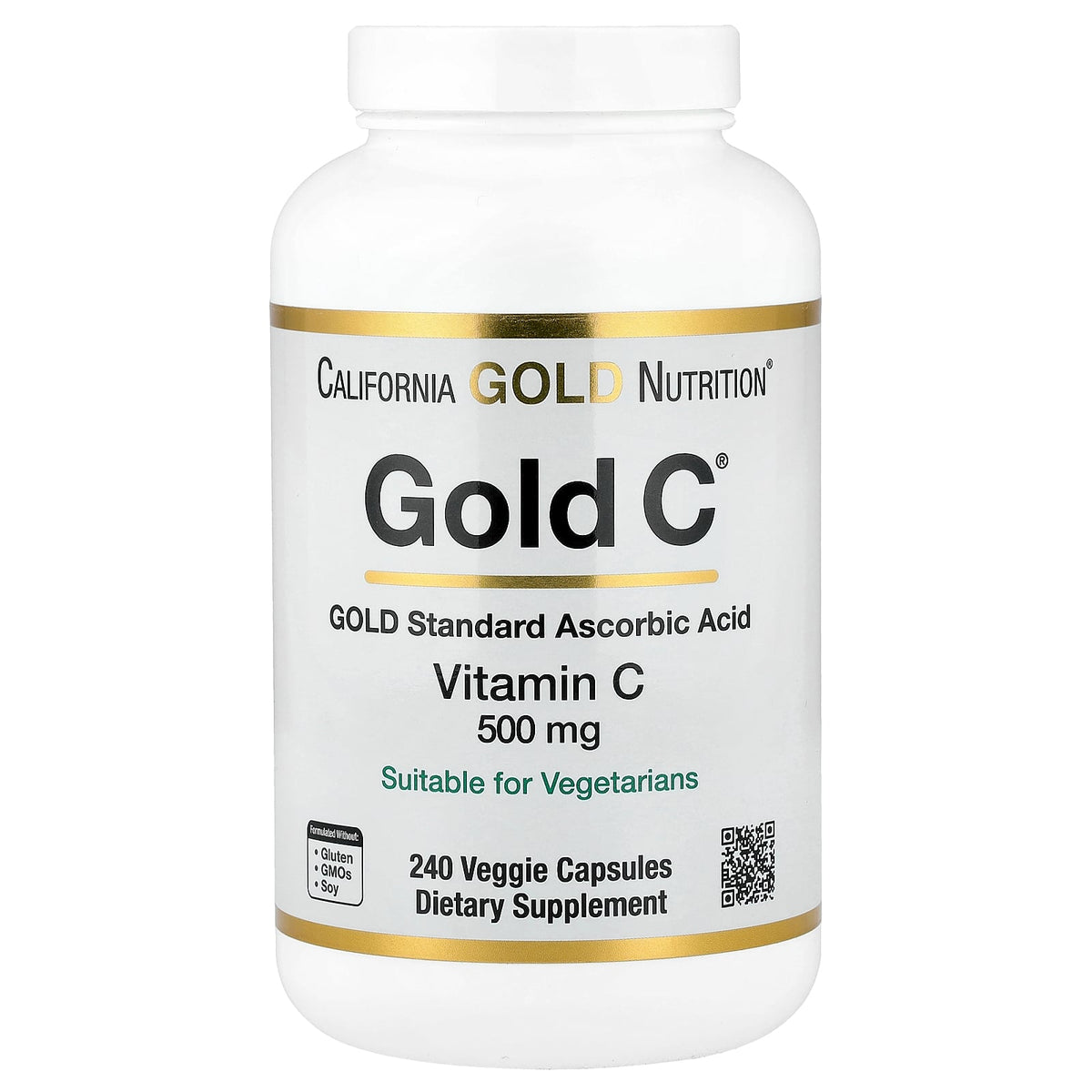 California Gold Nutrition, Gold C®, USP Grade Vitamin C, 500 mg, 240 Veggie Capsules