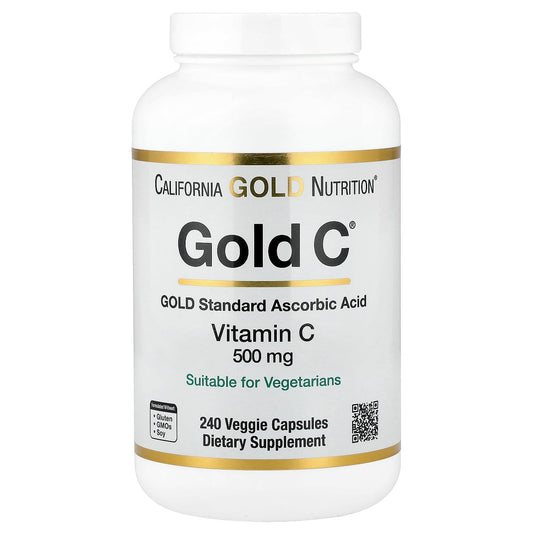 California Gold Nutrition, Gold C®, USP Grade Vitamin C, 500 mg, 240 Veggie Capsules