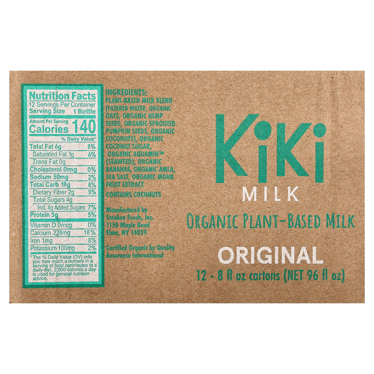 Kiki Milk, Organic Plant-Based Milk, Original, 12 Cartons, 8 fl oz (237 ml) Each