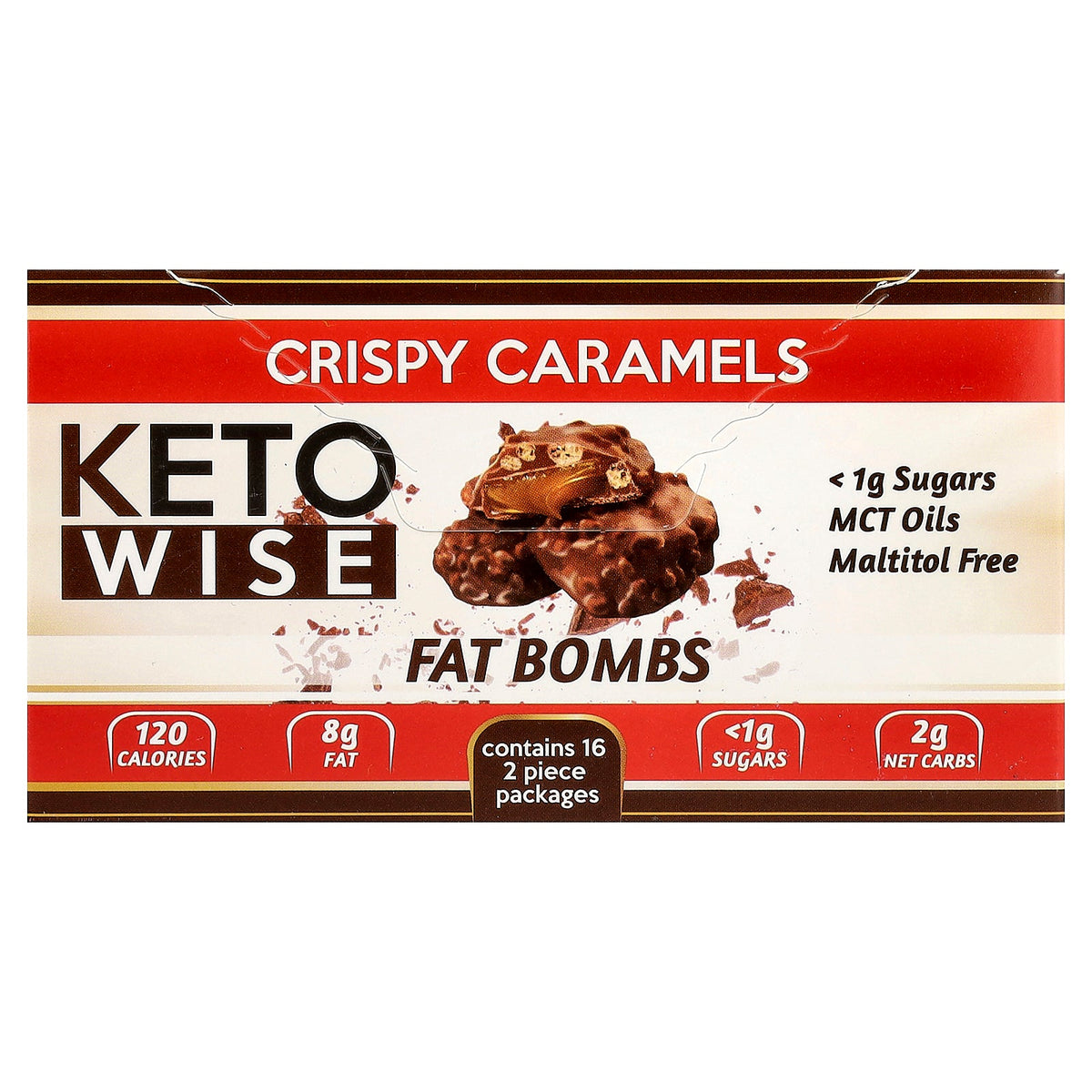 Keto Wise, Fat Bombs, Crispy Caramels, 16 Packs, 1.13 oz (32 g) Each
