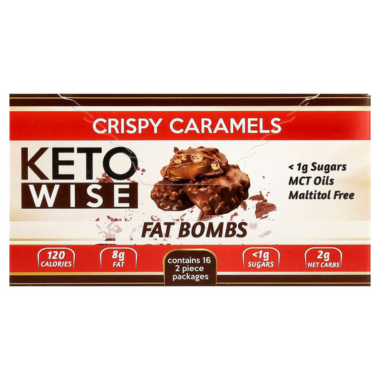 Keto Wise, Fat Bombs, Crispy Caramels, 16 Packs, 1.13 oz (32 g) Each